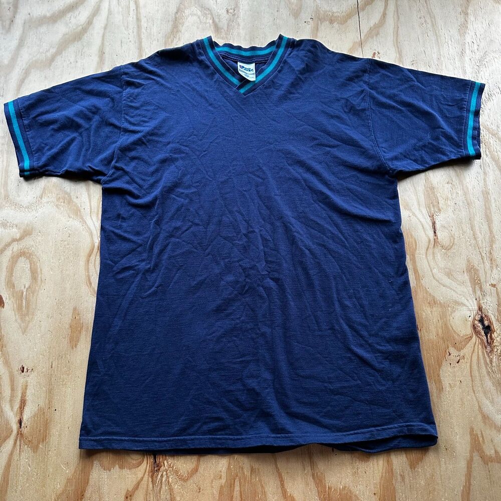Vintage Pro Player Striped V-Neck T-Shirt - XL
